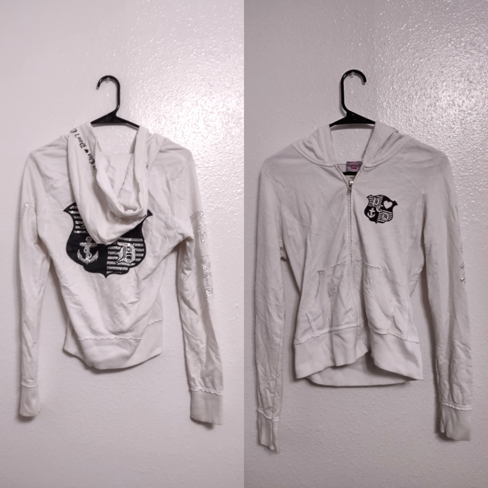 White Pussycat Dolls Don't Cha bedazzled zip-up hoodie size large